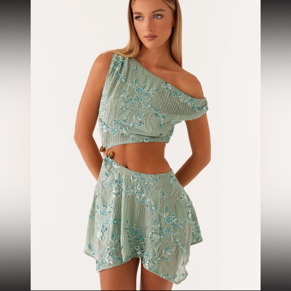 NWT Peppermayo Aletta Sequin Mini Dress - Mint, Size 0